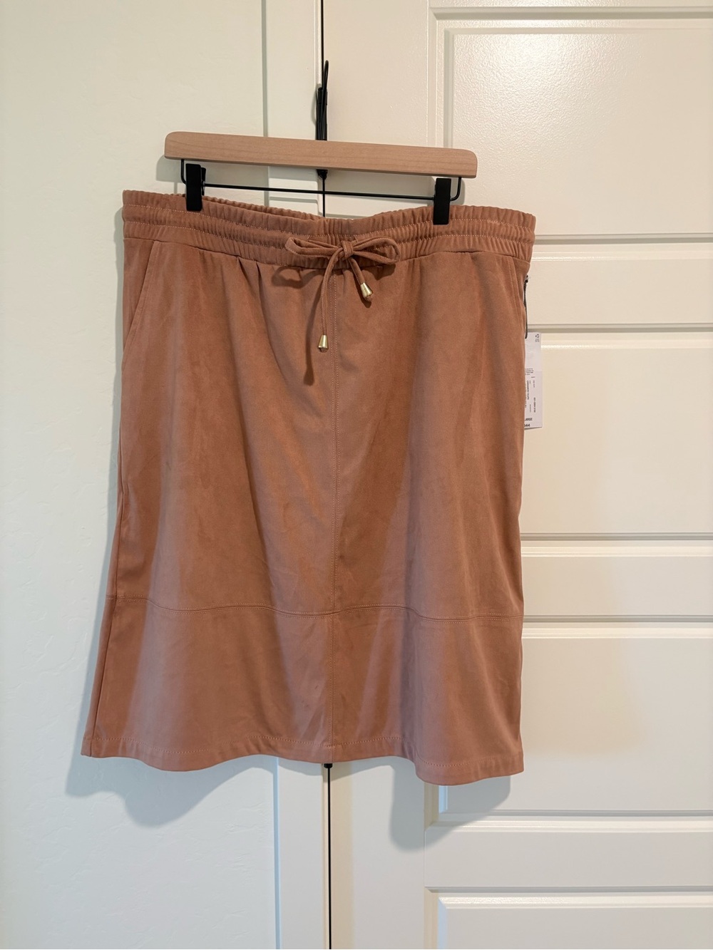 Liz Claiborne Tab Drawstring A-Line Faux Suede Midi Skirt NWT Sz XL Classic